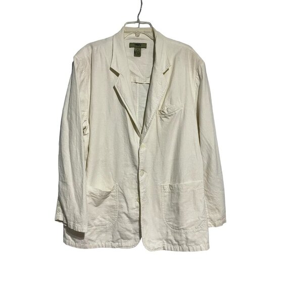 Moshiko Women's Jacket Blazer Linen Blend Long Pockets Career Cream Size XXL - Picture 1 of 7